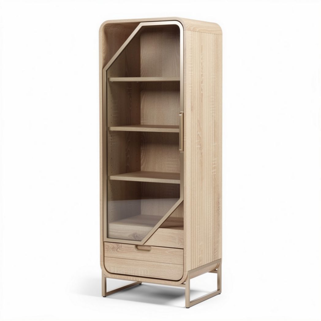 Vitrine en bois de chêne avec tiroir dimensions 40 x 30 x 150cm