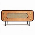 Meuble télé en bois précieux 80 x 30 x 40 cm design vintage avec pieds métalliques