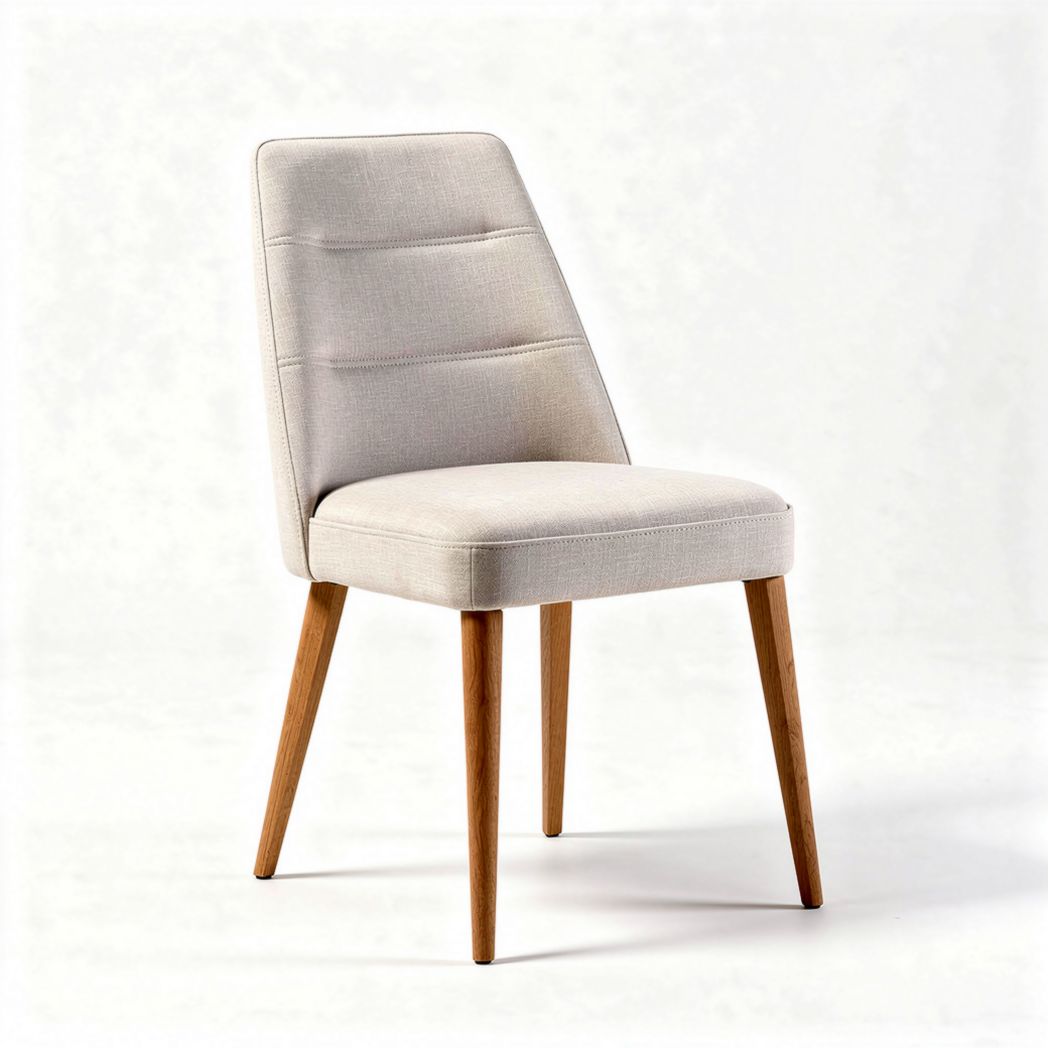 Chaise en tissu beige avec structure en bois dimensions 45 x 50 x 90cm