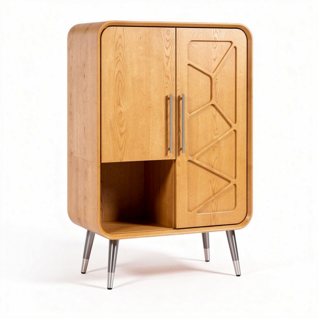 Meuble de rangement en bois avec deux portes et étagère ouverte 90 x 50 x 120cm