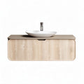 Meuble vasque suspendu en bois clair avec lavabo en céramique 120 x 50 x 15cm