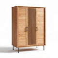 Armoire en bois naturel avec portes à lattes dimensions 160 x 80 x 200 cm