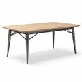 Table rectangulaire en bois et métal dimensions 160 x 80 x 75cm finition naturelle acier noir