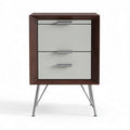 Commode en bois avec trois tiroirs gris et pieds en métal 40 x 40 x 70cm