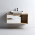 Meuble de salle de bain suspendu en bois avec vasque blanche 80 x 45 x 20cm