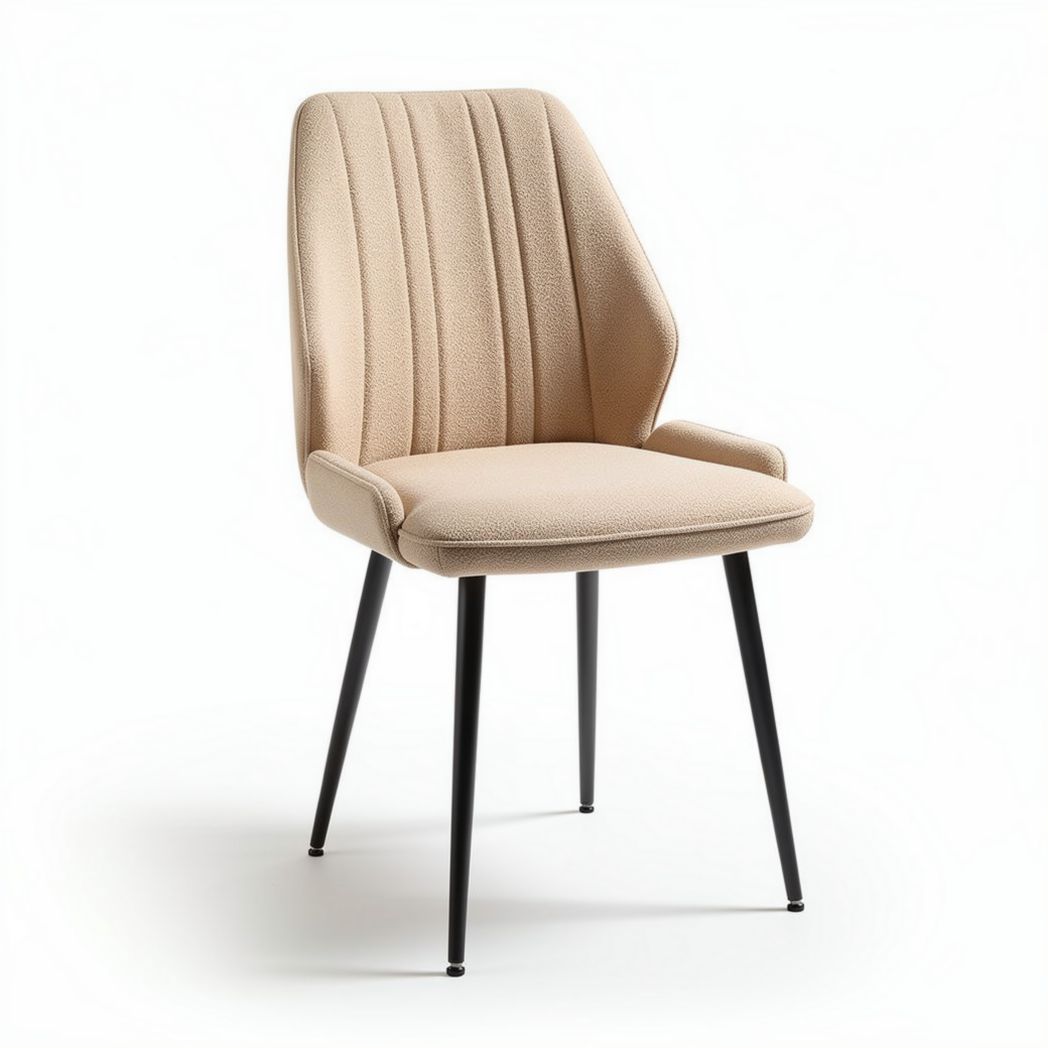 Chaise en tissu beige avec pieds en métal noir dimensions 45 x 50 x 90cm