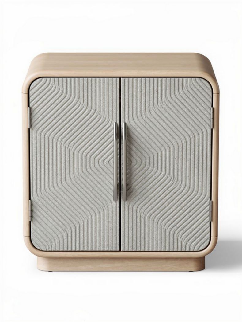 Meuble de rangement en bois et tissu gris 60 x 40 x 50cm