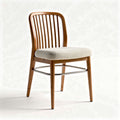 Chaise en bois avec assise en tissu beige dimensions 45 x 45 x 90cm